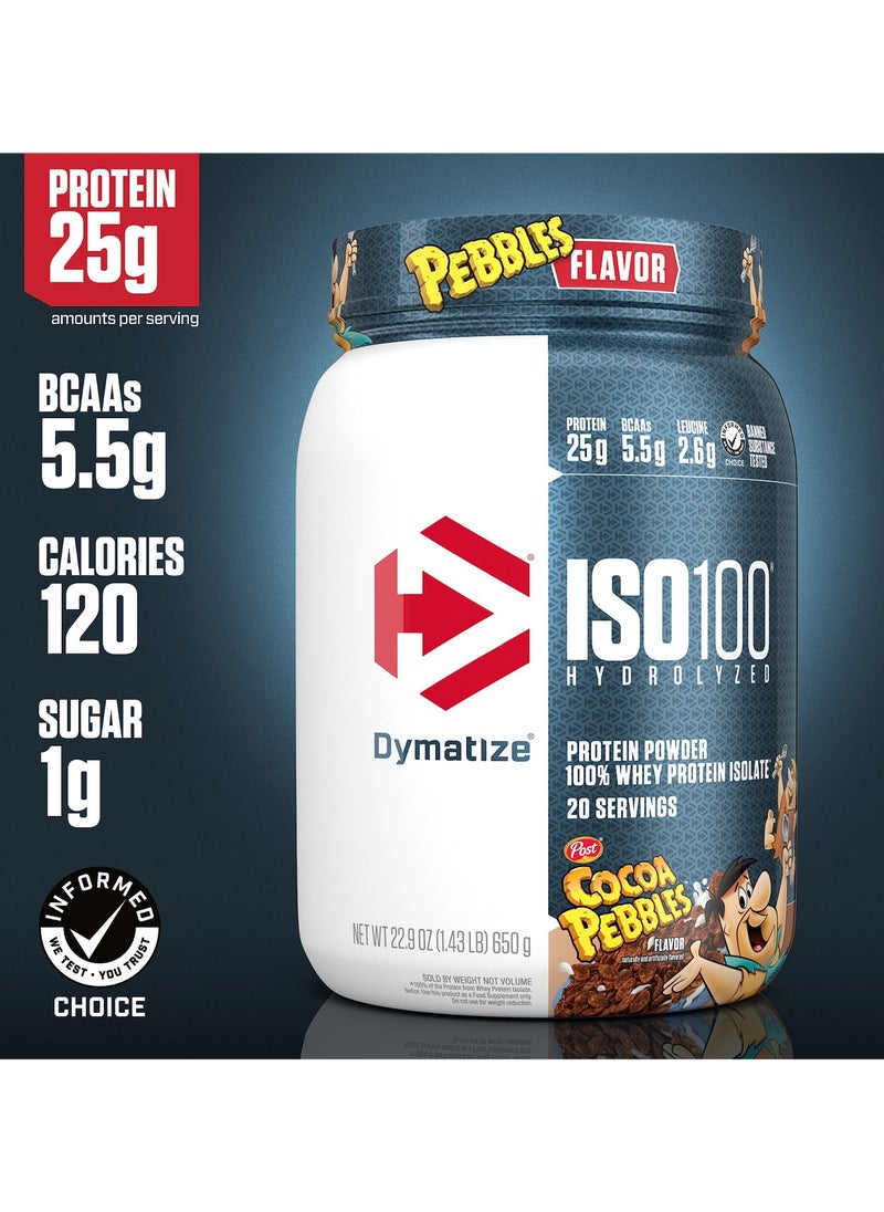 Iso 100 Hydrolysed 100% Whey Protein Isolate Cocoa Pebbles Flavor, 20 Servings