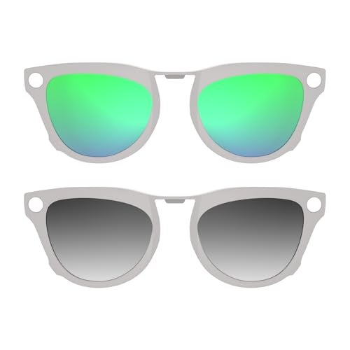 HIBLOKS 2Pcs Polarized Clip-on for Ray-Ban Meta Skyler & Gen 2 (RW4010/RW4014 52-20), Grey Frame Discoloration Clips for RayBan Skyler Accessories Protect Your Eyes, Cool and Fashion (Grey+Green) - Image 1