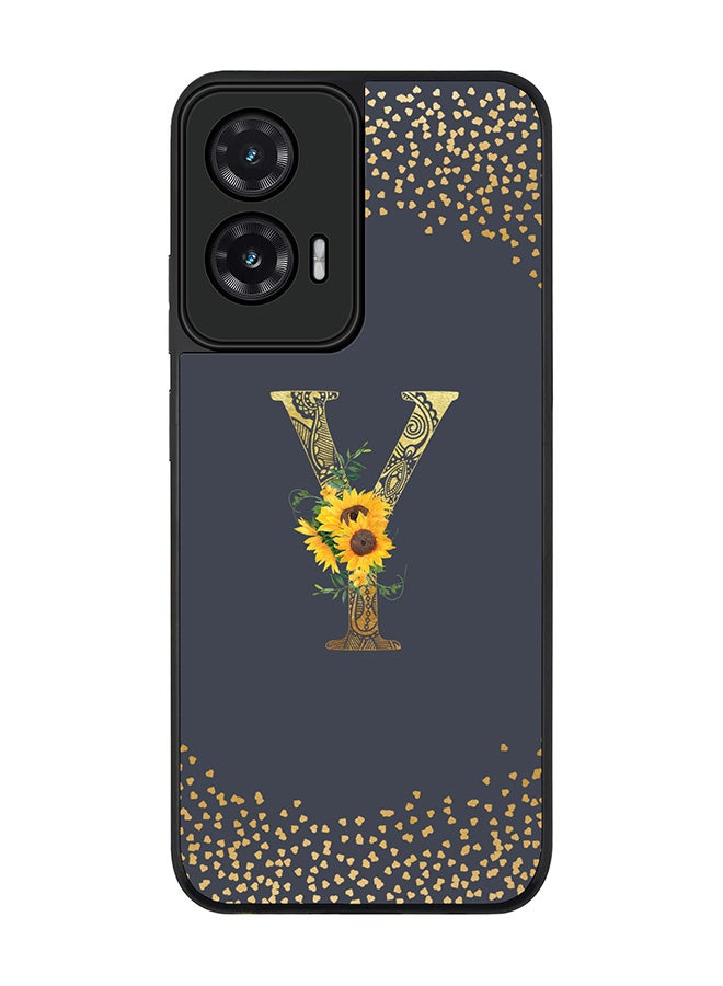 Stylizedd For Motorola Moto G35 Case,Slim fit Camera Protection, Shockproof Thin Phone cover  - Custom Floral Monogram - Y  (Grey )