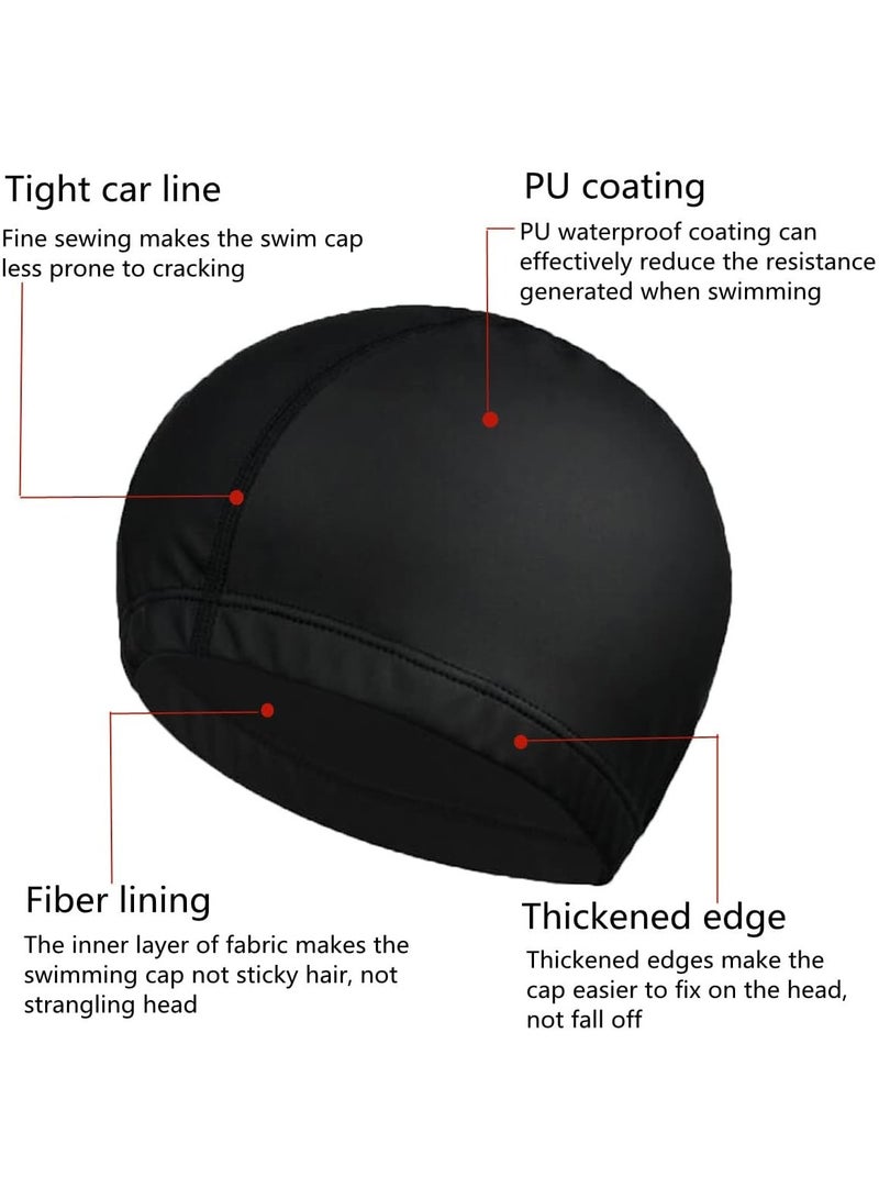 PYC 4-Pack Man Women Pure Color PU Fabric Swim Cap Swimming Cap Bathing Cap - Image 2