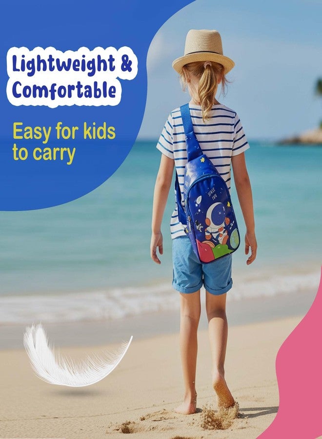 TOOYEP Kids Space Theme Crossbody Chest Sling Bag, Navy Blue with Astronaut Print, Adjustable Strap, 17x13x6.5 cm, Perfect for School and Picnics (Space) - Image 5