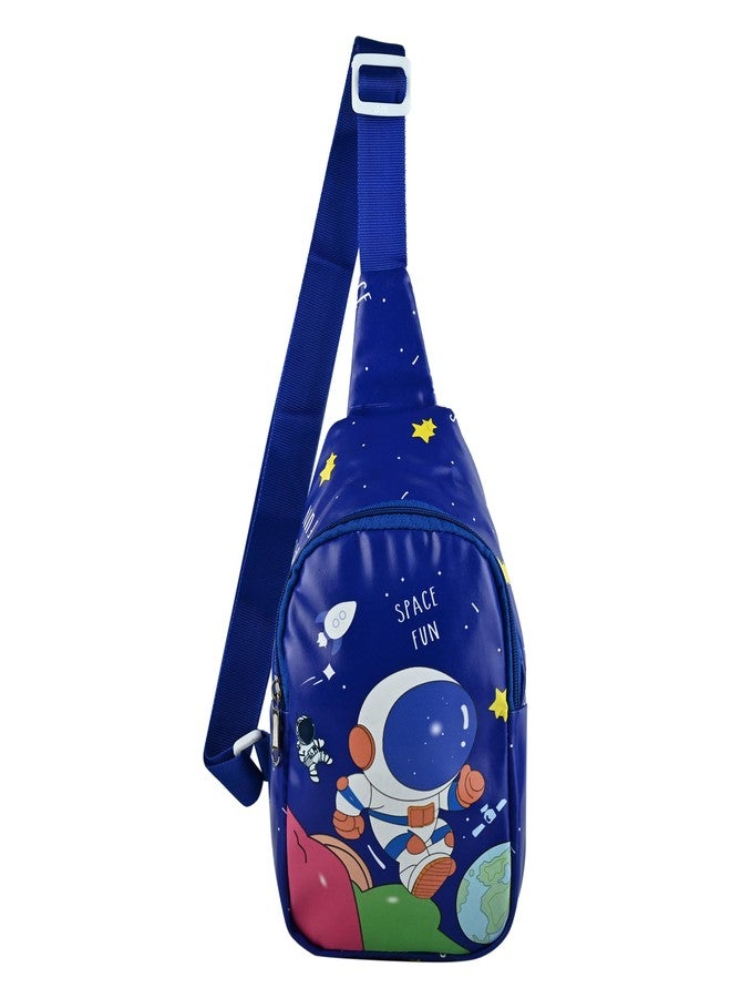 TOOYEP Kids Space Theme Crossbody Chest Sling Bag, Navy Blue with Astronaut Print, Adjustable Strap, 17x13x6.5 cm, Perfect for School and Picnics (Space) - Image 1