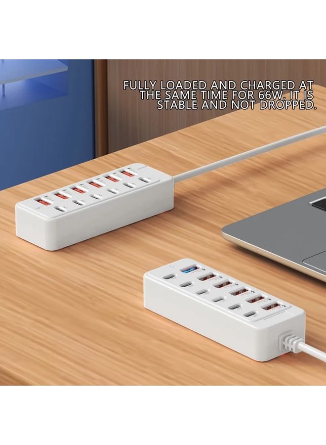 White 12 In 1 USB Fast Charging Station 66W Max Per Port For Laptop Tablet Multi Device - Image 3