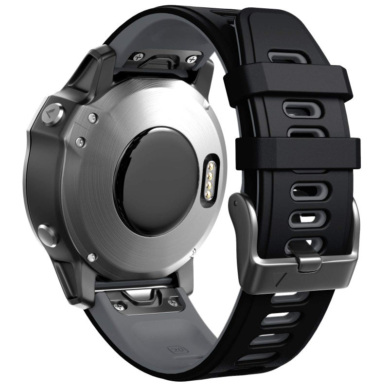 ANCOOL Compatible with Fenix 7S Band Two-Tone Soft Watch Band Replacement for Fenix 5S/Fenix 5S Plus/Fenix 6S/Fenix 7S/Fenix 6S Pro Smartwatches (Black-Grey) - Image 1