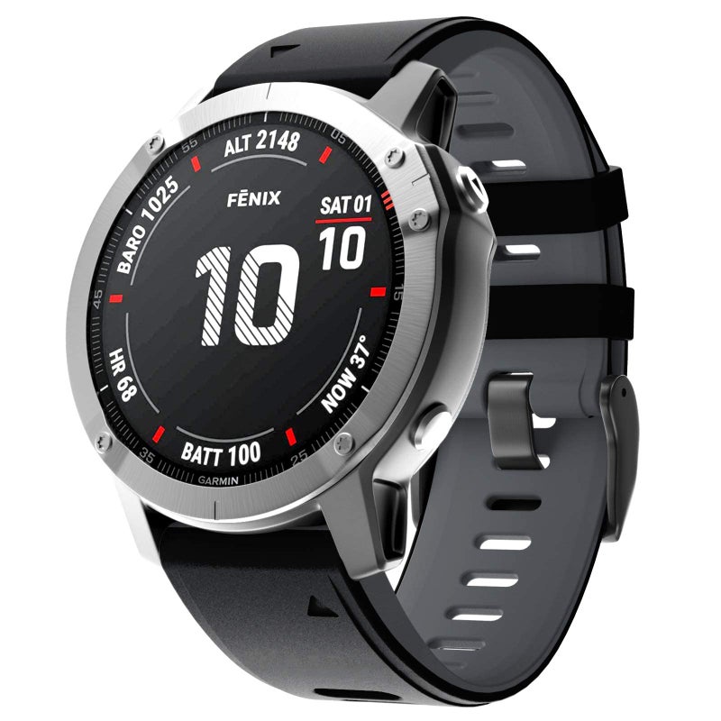 ANCOOL Compatible with Fenix 7S Band Two-Tone Soft Watch Band Replacement for Fenix 5S/Fenix 5S Plus/Fenix 6S/Fenix 7S/Fenix 6S Pro Smartwatches (Black-Grey) - Image 3