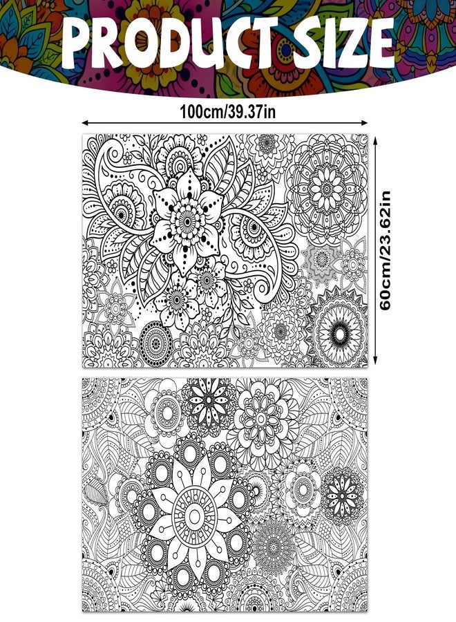 Penitue 2pcs Jumbo Mandala Coloring Posters, 100x60cm/39.37x23.62in Large Motivational Coloring Posters Giant Poster for Kids Adults Teens Art Craft Wall Party Supplies (Style 2) - Image 2