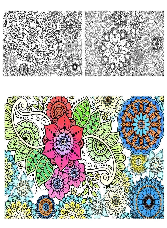 Penitue 2pcs Jumbo Mandala Coloring Posters, 100x60cm/39.37x23.62in Large Motivational Coloring Posters Giant Poster for Kids Adults Teens Art Craft Wall Party Supplies (Style 2) - Image 1