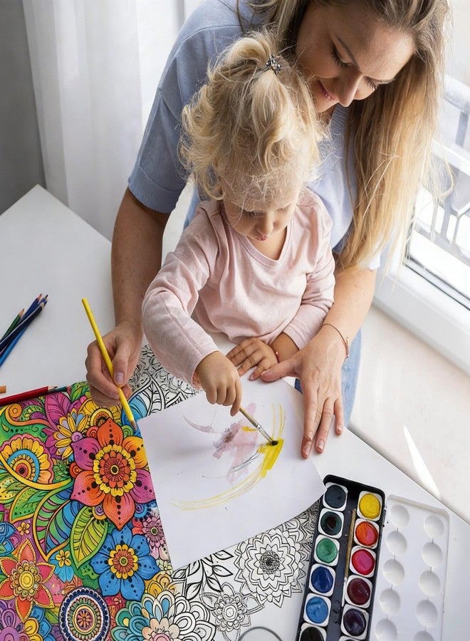 Penitue 2pcs Jumbo Mandala Coloring Posters, 100x60cm/39.37x23.62in Large Motivational Coloring Posters Giant Poster for Kids Adults Teens Art Craft Wall Party Supplies (Style 2) - Image 4