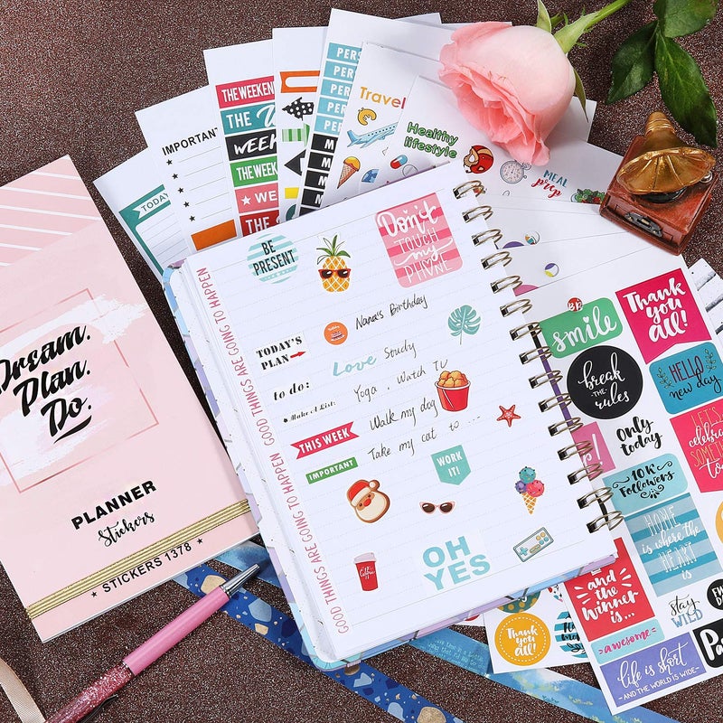 MaaIbok Planner Stickers Pack - 28 Sheets / 1378 Stickers, Stylish Variety Assortment Bundle Planner Accessories for Planning or Decorating Planners, Journals & Calendars, Re-stic as Special Design - Image 2