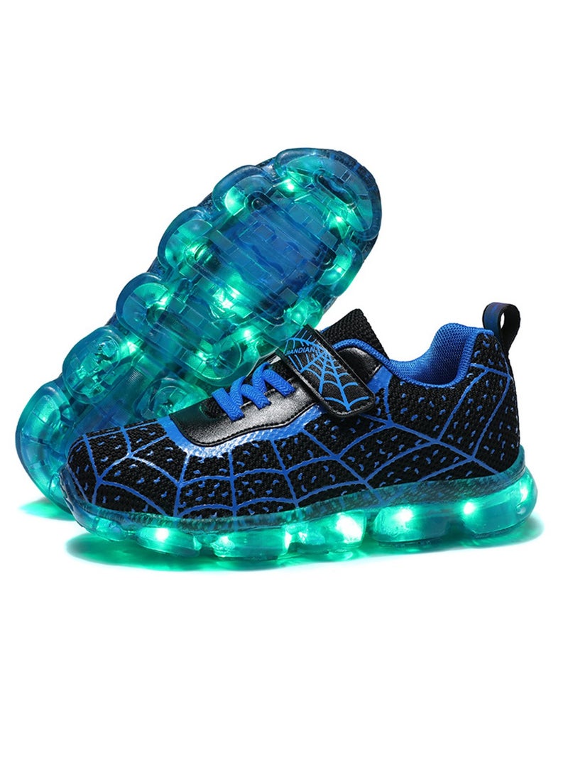 FASHION Walking Shoes LED Lights Shoes Light Up Boys And Girls Children USB Charge Blue