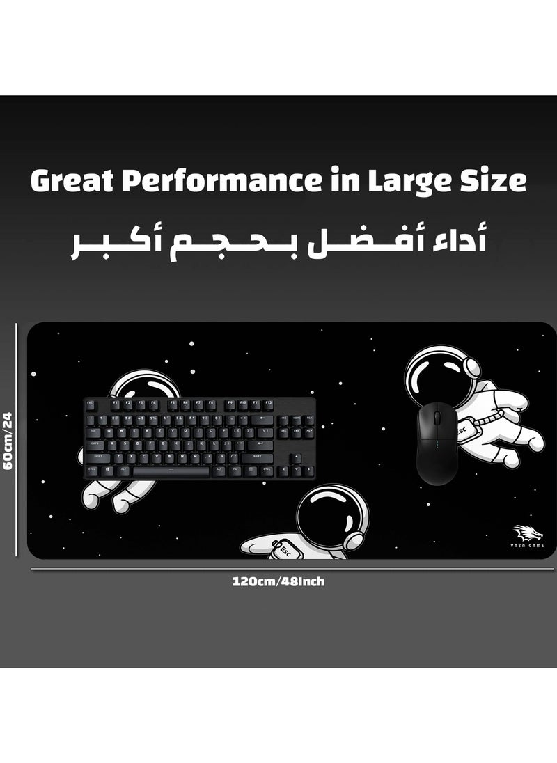 YASA GAME - Extended Large Gaming Mouse Pad 120 X 60 cm XXXL Full Desk Space style & Mousepad Non-Slip Rubber Base Big Keyboard Mat with Stitched Edges water resist for Gaming from Yasa ( Space Black ) - Image 1