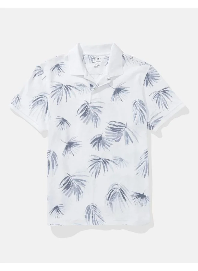 American Eagle AE Flex Pique Tropical Print Polo Shirt