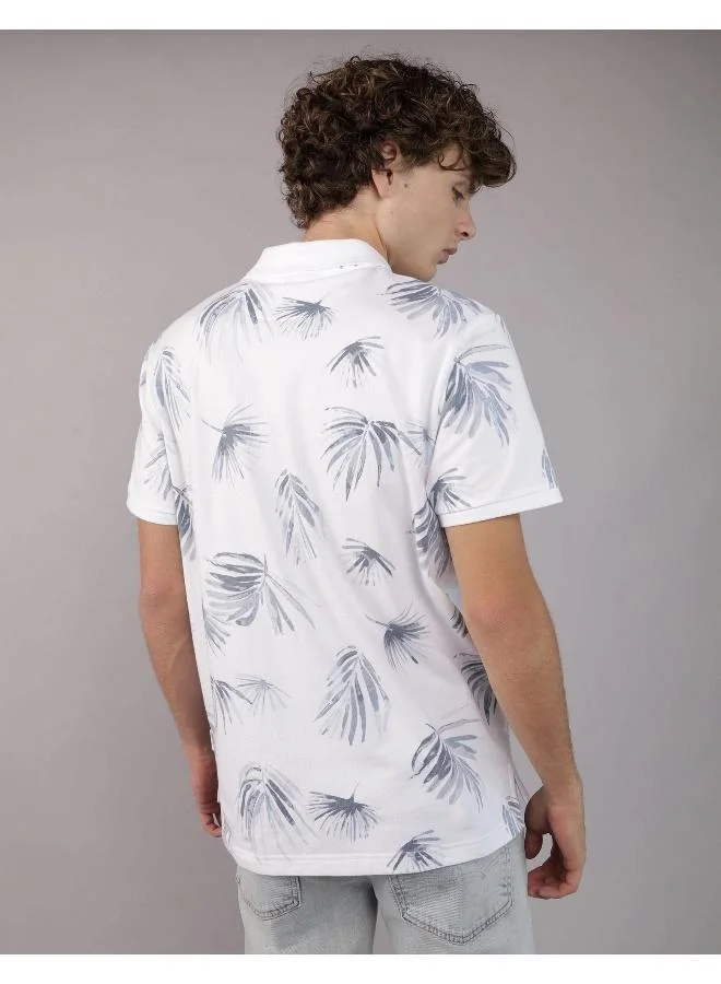 American Eagle AE Flex Pique Tropical Print Polo Shirt