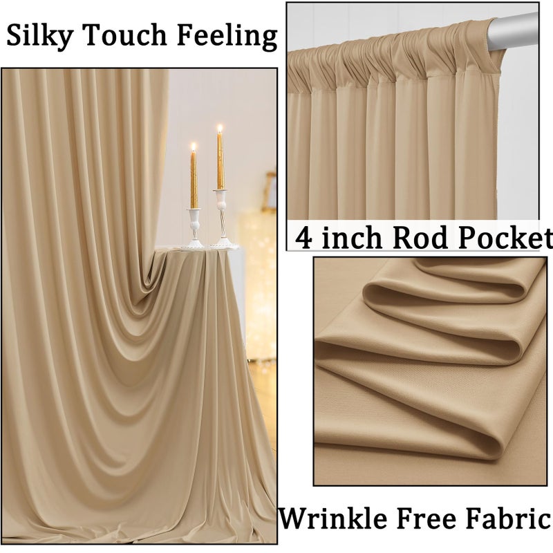 NSSONBEN 50ftx10ft Wrinkle Free Champagne Backdrop Curtains for Parties, 10 Panels 5x10ft Thick Polyester Backdrop Drapse for Weddings Birthday Photography Background Curtains - Image 2