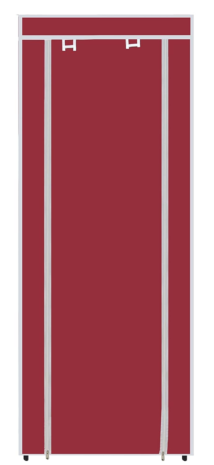 Whitecloud TRANSFORMING HOMES Whitecloud TRANSFORMING HOMES Collapsible Portable Foldable Wardrobe Storage Shelves Organizer for Clothes Racks Fabric Almirah Non Rustable Iron 10 Layer Maroon Storage Unit  - Image 3