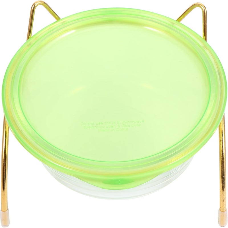 Raised Cat Feeding Bowl Set Slant Glass Bowl and Iron Stand Pet Food Feeder for Neck Protection and Comfortable Eating - Image 1