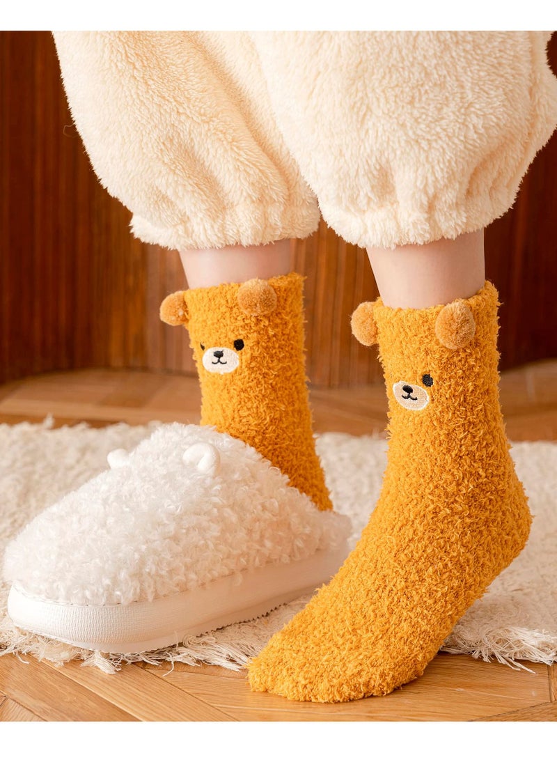 KASTWAVE 5 Pairs Women Fuzzy Socks Soft Warm Fluffy Slipper Cute Animal Comfortable for - Image 2