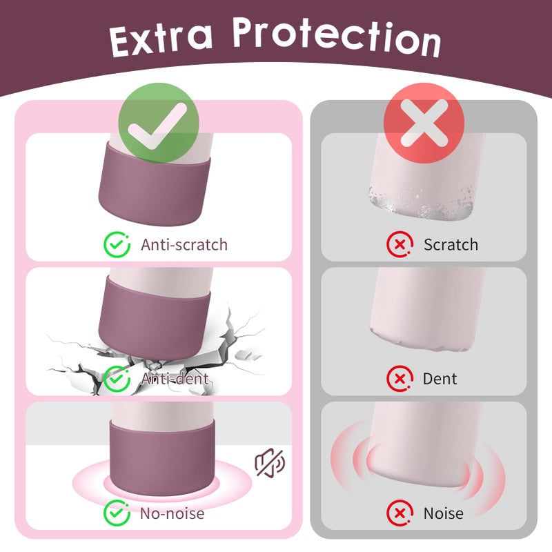 BKBY 2PCS Silicone Water Bottle Boot, Compatible with Owala 24oz 32oz 40oz, Protective Anti-Scratch & Anti-Dent No Noise Sleeve Cover for FreeSip/Twist/Flip Water Bottles (Mauve, 24oz) - Image 3
