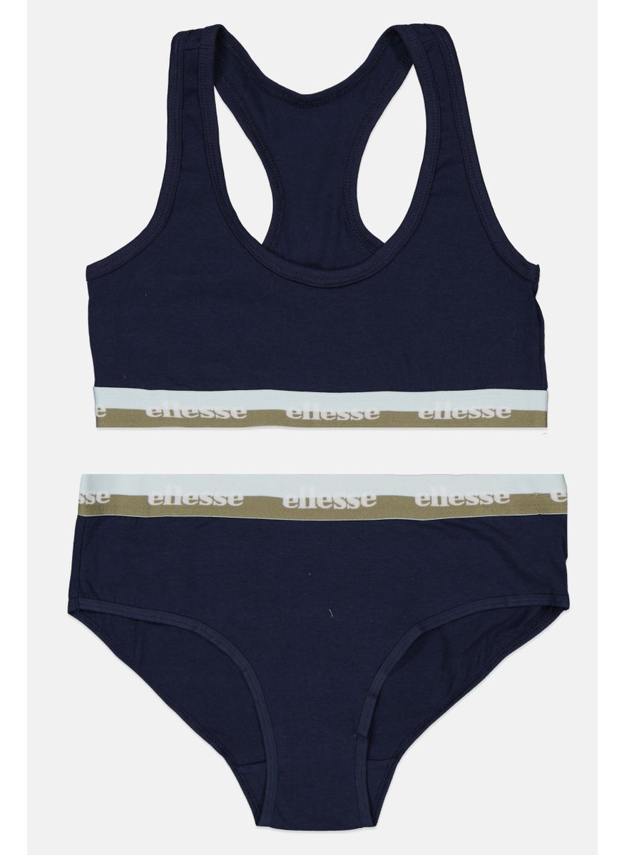 Ellesse Women 2 Pieces Non Padded Bralette And Underwear Set, Navy  - Image 1