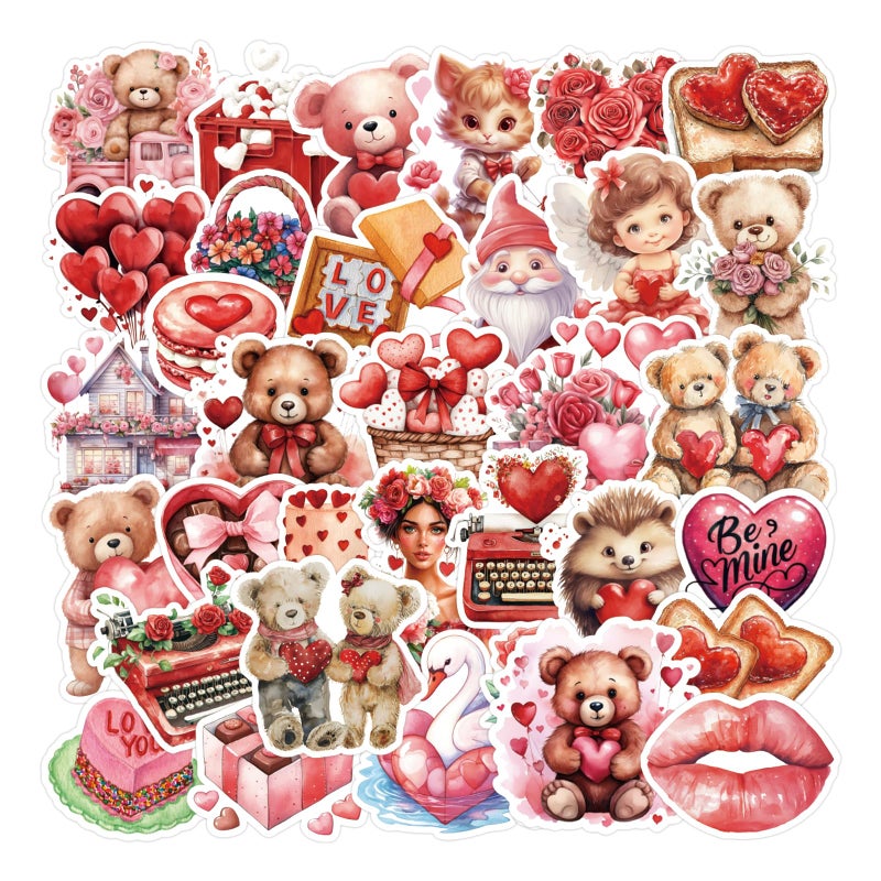 Bomichi 100 PCS Valentine's Day Stickers for Girl Adult, Valentines Day Decorations for Gifts Laptops Water Bottles - Image 1