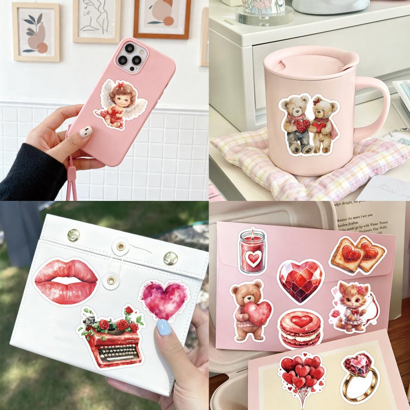 Bomichi 100 PCS Valentine's Day Stickers for Girl Adult, Valentines Day Decorations for Gifts Laptops Water Bottles - Image 4