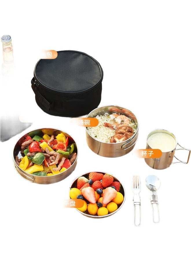 MAX COOK Maxcook 304 Stainless Steel Outdoor Cutlery Set, Portable Lunch Box Utensils Cup Fork Spoon Camping Picnic Mcft5922 - Image 1