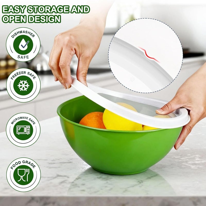 Greentainer Salad Bowl Set with Lid, 12-Piece Plastic Mixing Bowl, Stackable Mixing Bowls with Lids for Kitchen, Large Bowl Set, Serving Bowls Ideal for Mixing and Serving, Pink - Image 5