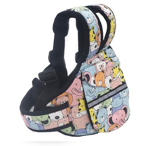 Kradyl Kroft Safety Belt for Kids for Bike Scooty | Kids Safety Belt for Two Wheeler Child Seat (Happy Zoo) | Adjustable Riding Harness with Buckle & Reflective Strips | Multicolor | 1 Count - Image 2