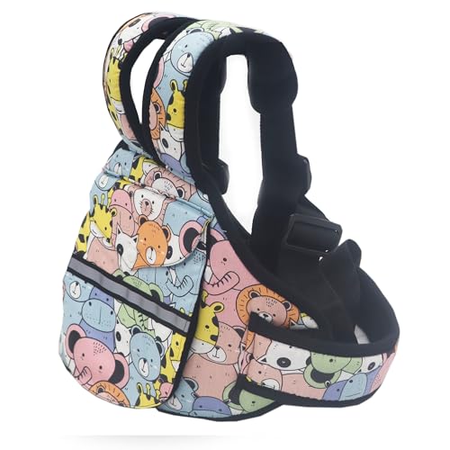 Kradyl Kroft Safety Belt for Kids for Bike Scooty | Kids Safety Belt for Two Wheeler Child Seat (Happy Zoo) | Adjustable Riding Harness with Buckle & Reflective Strips | Multicolor | 1 Count - Image 3