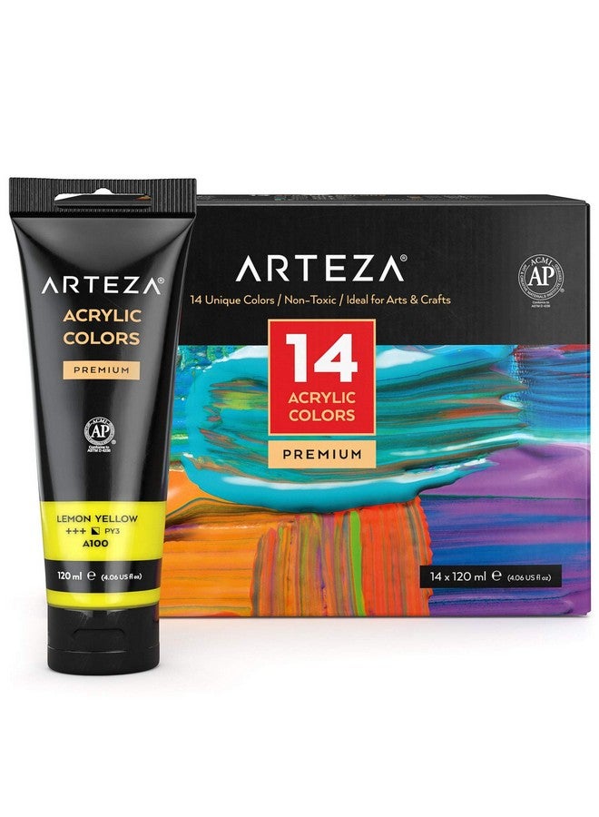 ARTEZA Acrylic Paint Set of 14 Colors, 4.06 Ounce Tubes, Non-Toxic Acrylic Artist Paints. Art Supplies for Painting - Image 1