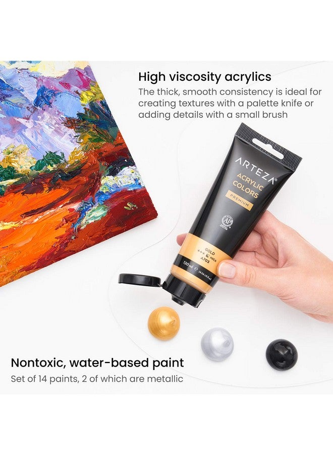 ARTEZA Acrylic Paint Set of 14 Colors, 4.06 Ounce Tubes, Non-Toxic Acrylic Artist Paints. Art Supplies for Painting - Image 4