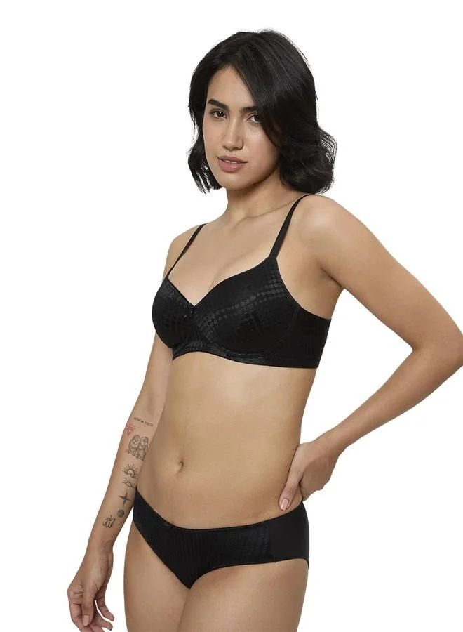 Triumph Triumph Jacquard Shine Spotlight Bra for Women | Lightly Padded Non Wired | Seamless Moulded Cups | Racerback Convertible | Soft Strechable Fabric | Invisible Under Clothes | Pack of 1 Black