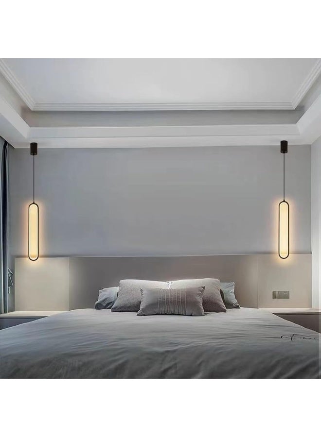 Arabest Minimalist Black Metal Linear Pendant Light - Hanging Chandelier for Bedroom, Office, Living Room, Kitchen, and Hallway(40cm) - Image 2