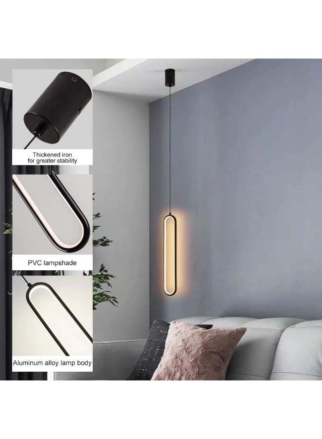 Arabest Minimalist Black Metal Linear Pendant Light - Hanging Chandelier for Bedroom, Office, Living Room, Kitchen, and Hallway(40cm) - Image 3