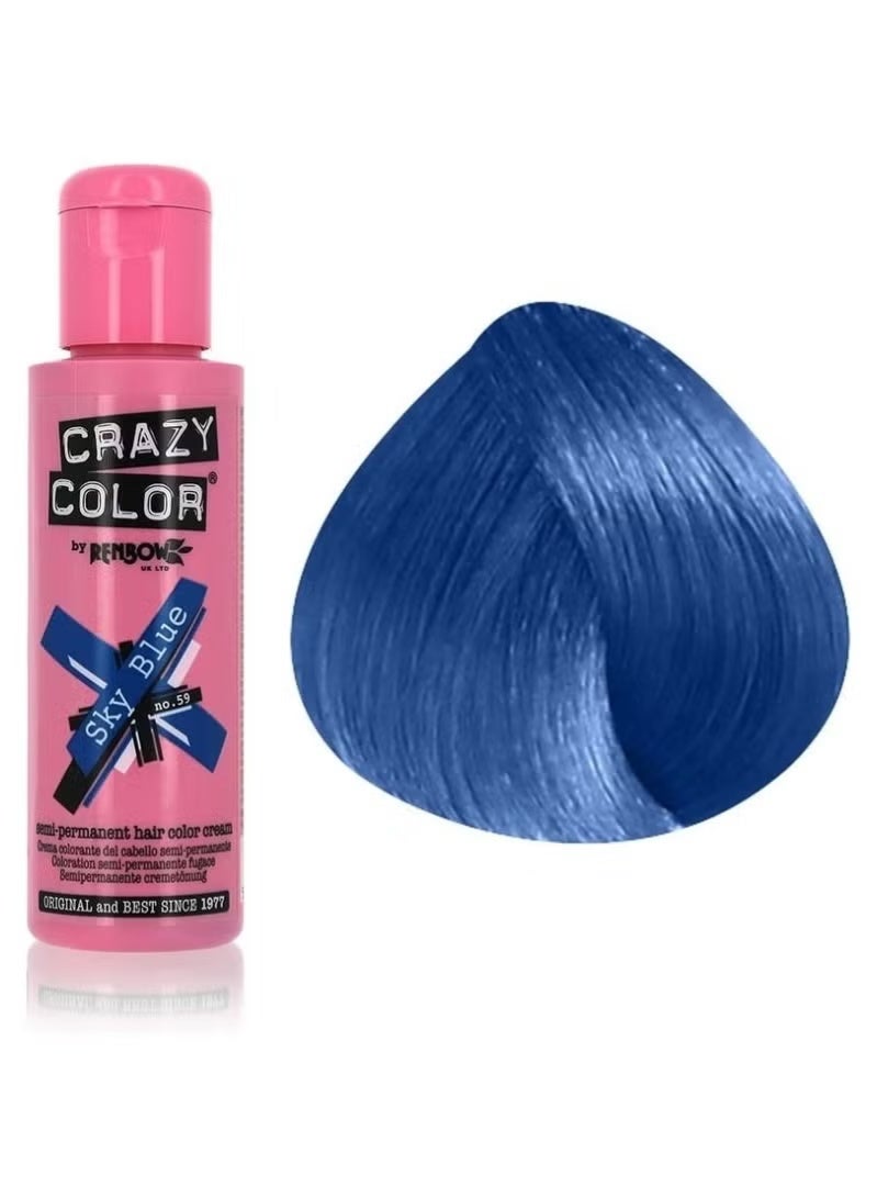 Crazy Color Semi-Permanent Hair Color Dye Sky Blue 59 – 100ml - Image 3
