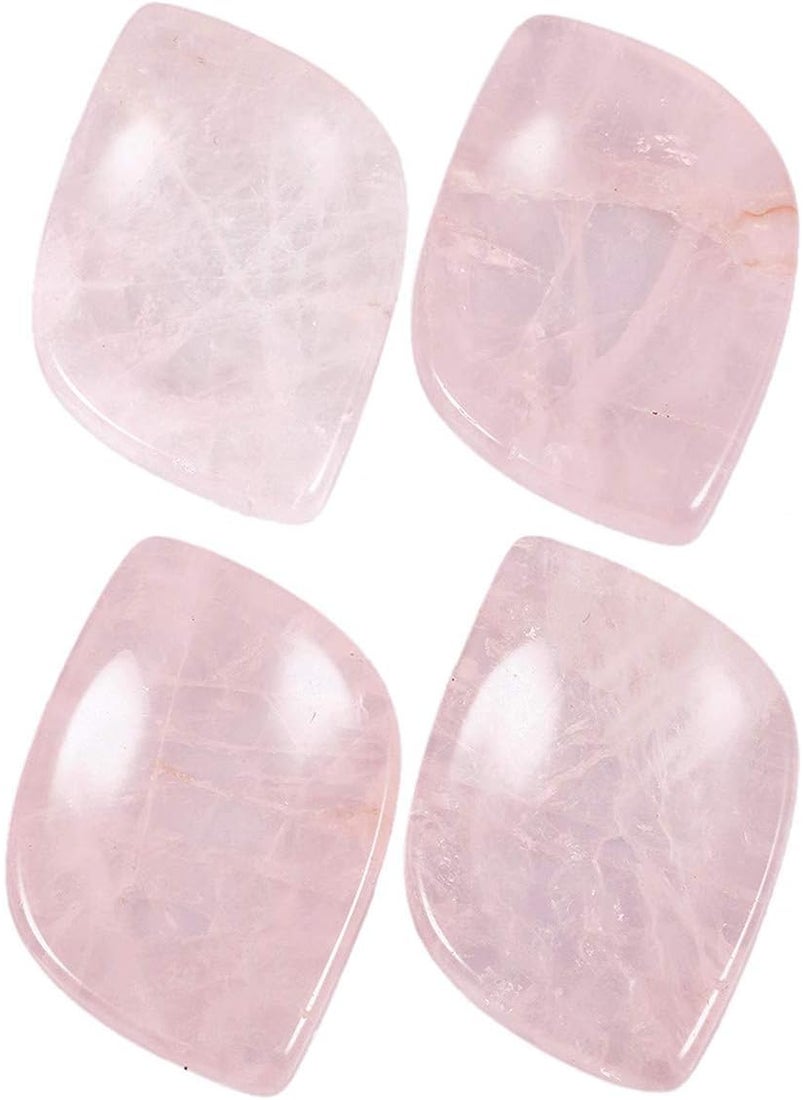 mookaitedecor mookaitedecor Rose Quartz Thumb Worry Stone, Pocket Palm Stones Crystal Healing Reiki Stress Relief Pack of 4, Rhombus 