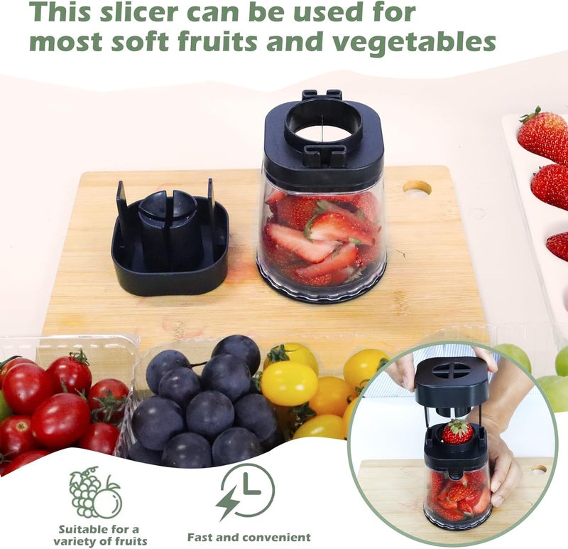 Hendiy Fruit Slicer Cup, Strawberry Slicer Grape Cutter Cup Fruit Slicers Stainless Steel Egg Slicers, Strawberry Cutter Kitchen Gadgets Speed Cutters for Banana Grape Egg - Image 3
