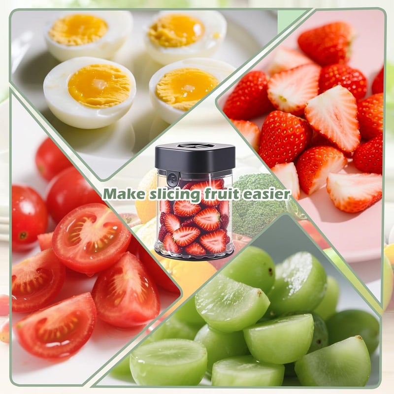 Hendiy Fruit Slicer Cup, Strawberry Slicer Grape Cutter Cup Fruit Slicers Stainless Steel Egg Slicers, Strawberry Cutter Kitchen Gadgets Speed Cutters for Banana Grape Egg - Image 5
