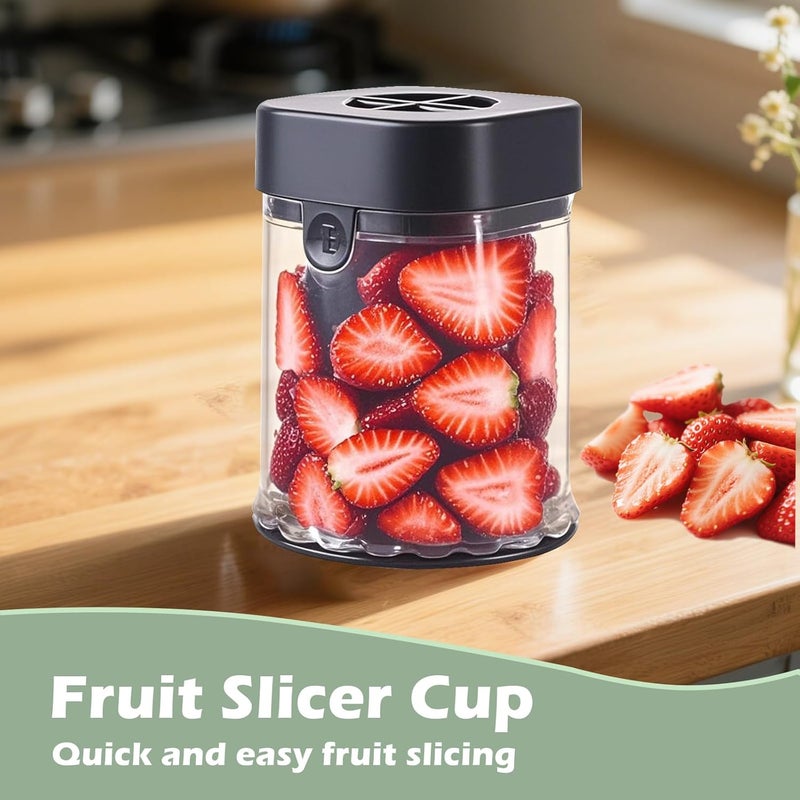 Hendiy Fruit Slicer Cup, Strawberry Slicer Grape Cutter Cup Fruit Slicers Stainless Steel Egg Slicers, Strawberry Cutter Kitchen Gadgets Speed Cutters for Banana Grape Egg - Image 2