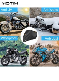 Motim Motorcycle Bike Cover, 245x105x125 cm, Waterproof Dustproof All Weather Applies, 210D Oxford UV Protection Durable Motorbike Cover for Most Motorcycles, 2XL  - Image 3