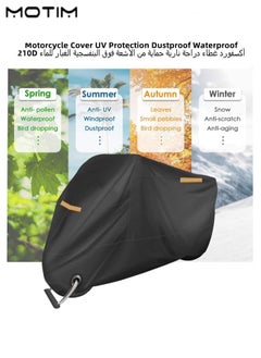 Motim Motorcycle Bike Cover, 245x105x125 cm, Waterproof Dustproof All Weather Applies, 210D Oxford UV Protection Durable Motorbike Cover for Most Motorcycles, 2XL  - Image 2