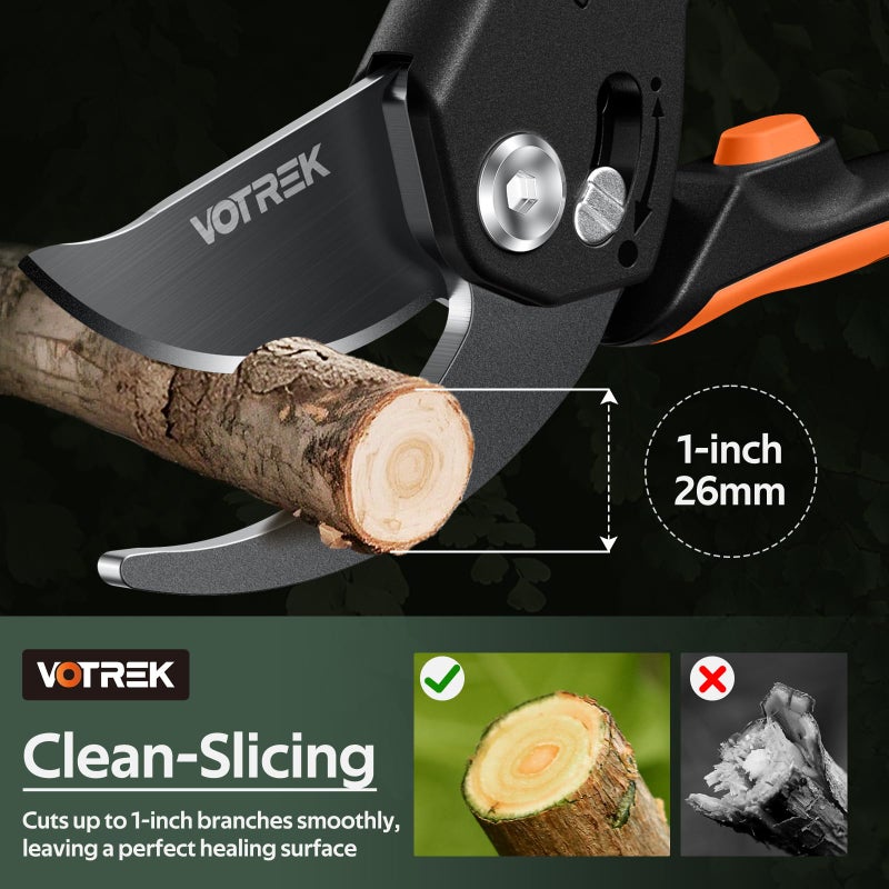 VOTREKÂ® Pruning Shears, [Patented Stepless Handle Opening] - Garden Clippers with Ultra-Sharp SK5 Steel for Weak Hand, Bonsai Scissor Universal Fit for All Hand Sizes, Effortlessly Cut 1-Inch Branches - Image 2