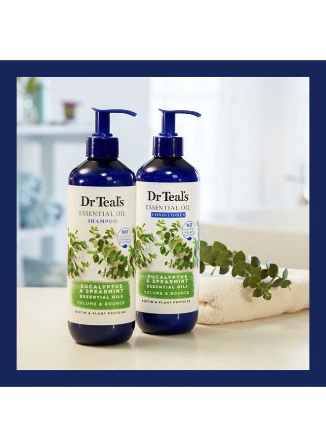 Dr Teal's - Dr. Teal's Eucalyptus & Spearmint Conditioner (1 Bottle, 16 fl oz) - Volume & Bounce Essential Oils Brings Dull Looking Hair Back to Life - Plant Proteins Strengthen, Hydrate & Keep Hair Healthy - Image 1