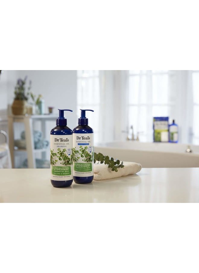 Dr Teal's - Dr. Teal's Eucalyptus & Spearmint Conditioner (1 Bottle, 16 fl oz) - Volume & Bounce Essential Oils Brings Dull Looking Hair Back to Life - Plant Proteins Strengthen, Hydrate & Keep Hair Healthy - Image 1