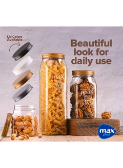 max plast Maxplast High Quality Plastic Storage Jar with Tight Seal Lid - 1400 ml - White Lid  - Image 2