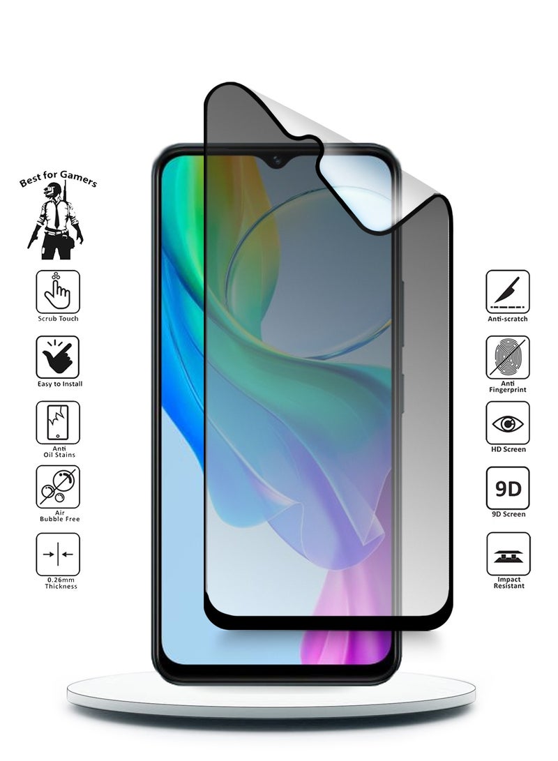 Wtech Vivo Y03 4G 2024 Nano Ceramic Privacy Full Glue Full Cover Matte Flexible Screen Protector (MSCNMP) - Clear/Black - Image 2