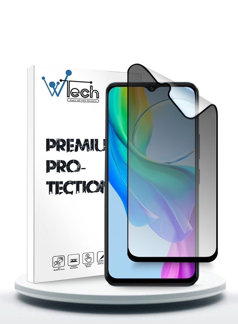 Wtech Vivo Y03 4G 2024 Nano Ceramic Privacy Full Glue Full Cover Matte Flexible Screen Protector (MSCNMP) - Clear/Black - Image 1