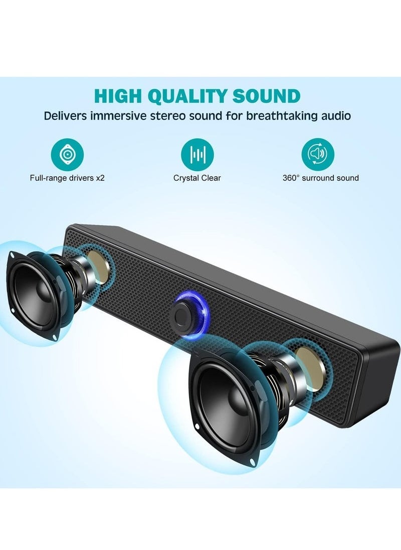 Necomi - Speakers Usb-Powered Wired Bluetooth Stereo Desktop Speakers For Laptops Tablets - Image 1