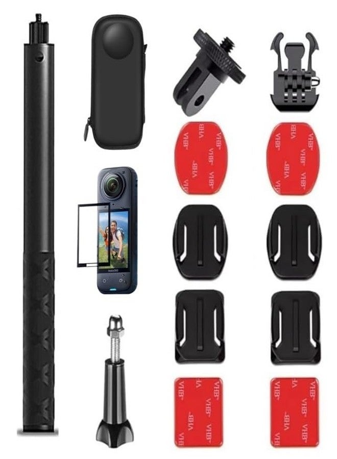 ADOFYS Accessory Kit Compatible with Insta360 One X4(Only) with Invisible Selfie Stick, Portable Case, Screen Protector and Adhesive Mounts - Image 1