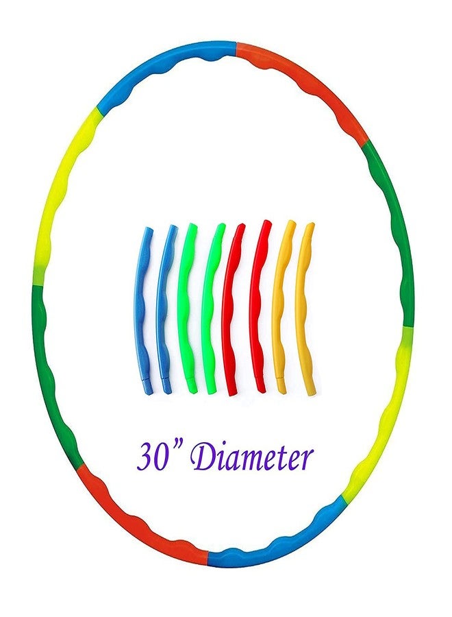 Fitfix® Plastic Toy Hoop Exercise Fitness Ring for Kids & Adults - 8 Interlockable Pieces, Adjustable 30inch (75cm), Multicolour Zig Zag Wave Design, Classic & Premium for Fitness and Fun - Image 3